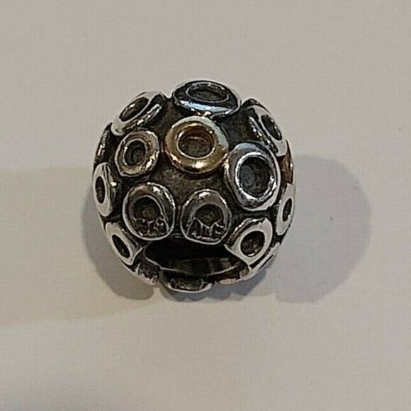 Authentic PANDORA Silver & 14k Gold *Retired* Oh Bead Charm 790325 - Picture 8 of 9